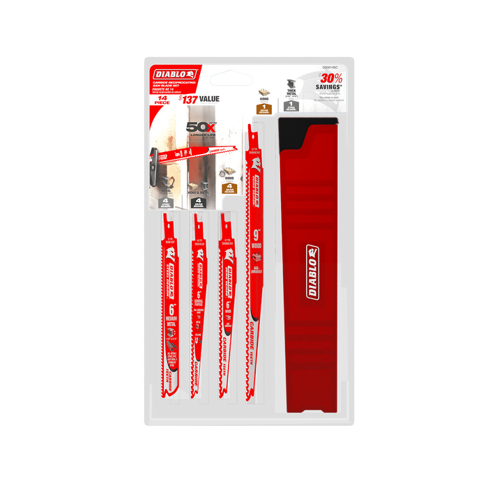 Diablo Tools DS0014SC Demo Demon™ & Steel Demon™ Carbide Teeth Reciprocating Blade Set (14-pc) - Edmondson Supply