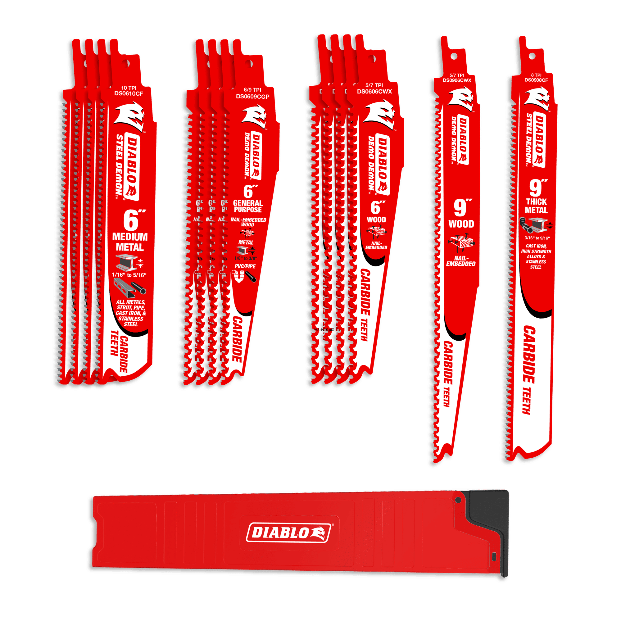 Diablo Tools DS0014SC Demo Demon™ & Steel Demon™ Carbide Teeth Reciprocating Blade Set (14-pc) - Edmondson Supply
