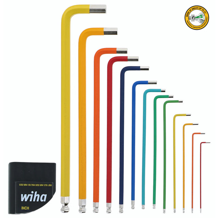 Wiha Tools 66981 13 Piece Ball End Color Coded Hex L-Key Set - Inch - Edmondson Supply