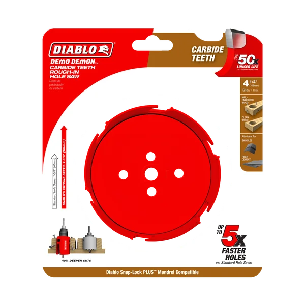 Diablo Tools DHS4250CTR 4-1/4" Demo Demon® Carbide Teeth Rough-In Hole Saw - Edmondson Supply