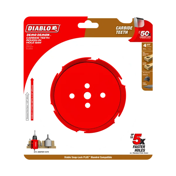 Diablo Tools DHS4625CTR 4-5/8" Demo Demon™ Carbide Teeth Rough-In Hole Saw - Edmondson Supply