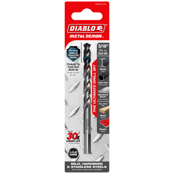 Diablo Tools DMD516JP1 5/16" Metal Demon™ Drill Bit for Mild, Hardened and Stainless Steels - Edmondson Supply