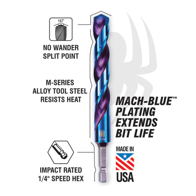 SPYDER 19017 10-Piece Assorted HSS Twist Drill Bit Set Stinger™ Mach-Blue™ - Edmondson Supply