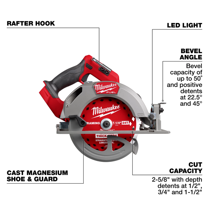 Milwaukee 2834-20 M18 FUEL™ 7-1/4” Circular Saw (Tool Only) - Edmondson Supply