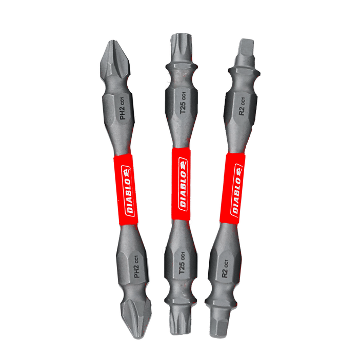 Diablo Tools DDEV25-S3 2-1/2" Double-Ended Phillips, Square and Torx Drive Bit Set (3-pc) - Edmondson Supply