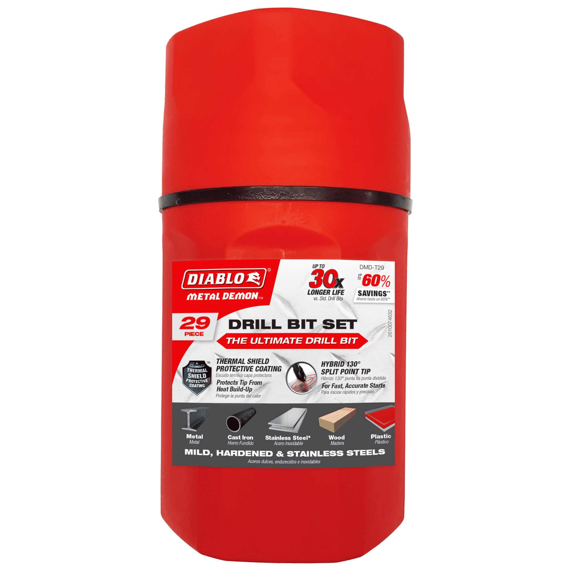 Diablo Tools DMD-T29 Metal Demon™ Drill Bits Set with Thermos for Mild, Hardened and Stainless Steels (29-pc) - Edmondson Supply