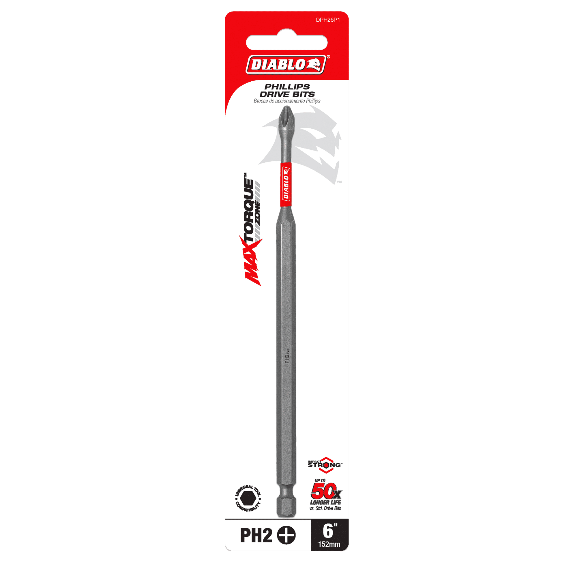 Diablo Tools DPH26P1 6" #2 Phillips Drive Bit - Edmondson Supply