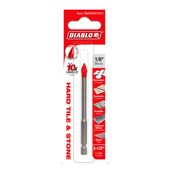 Diablo Tools DMANSP1010 1/8" Hard Tile & Stone Carbide Tipped Drill Bit - Edmondson Supply