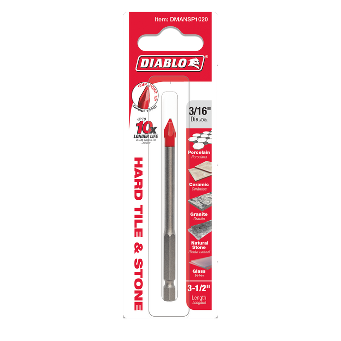 Diablo Tools DMANSP1020 3/16" Hard Tile & Stone Carbide Tipped Drill Bit - Edmondson Supply