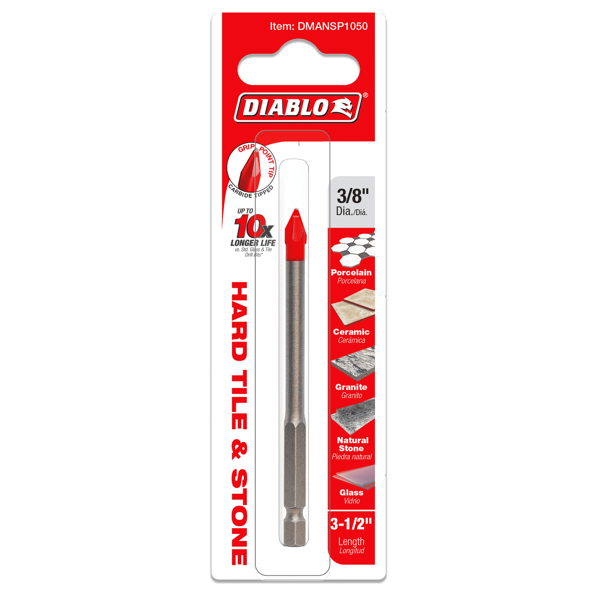 Diablo Tools DMANSP1050 3/8" Hard Tile & Stone Carbide Tipped Drill Bit - Edmondson Supply
