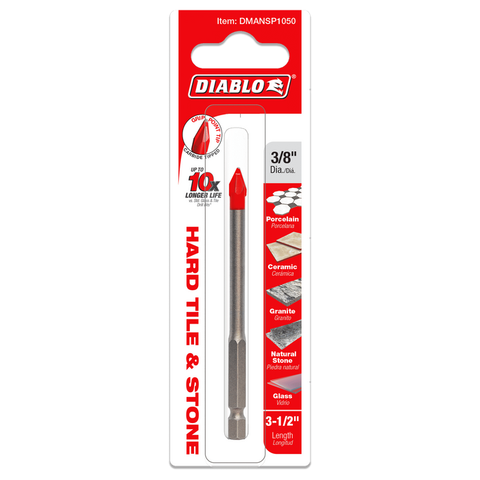 Diablo Tools DMANSP1050 3/8" Hard Tile & Stone Carbide Tipped Drill Bit - Edmondson Supply