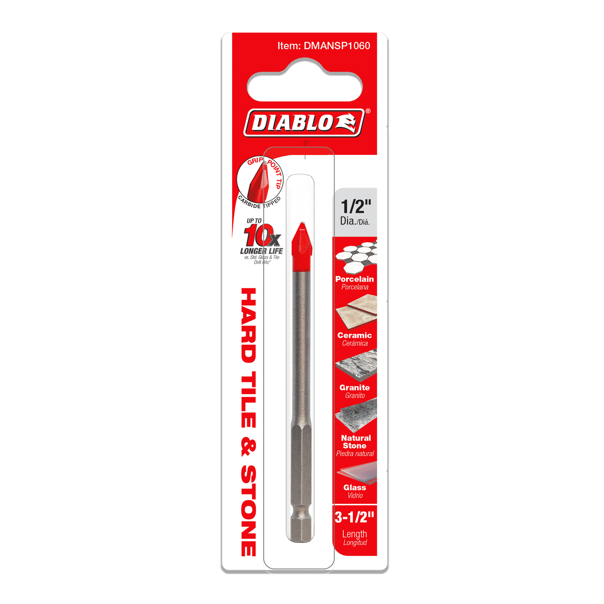 Diablo Tools DMANSP1060 1/2" Hard Tile & Stone Carbide Tipped Drill Bit - Edmondson Supply