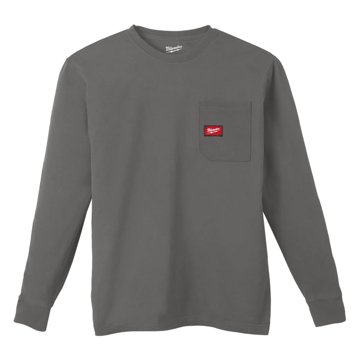 Milwaukee 606G-2X GRIDIRON™ Pocket T-Shirt - Long Sleeve (Gray, Size 2X) - Edmondson Supply