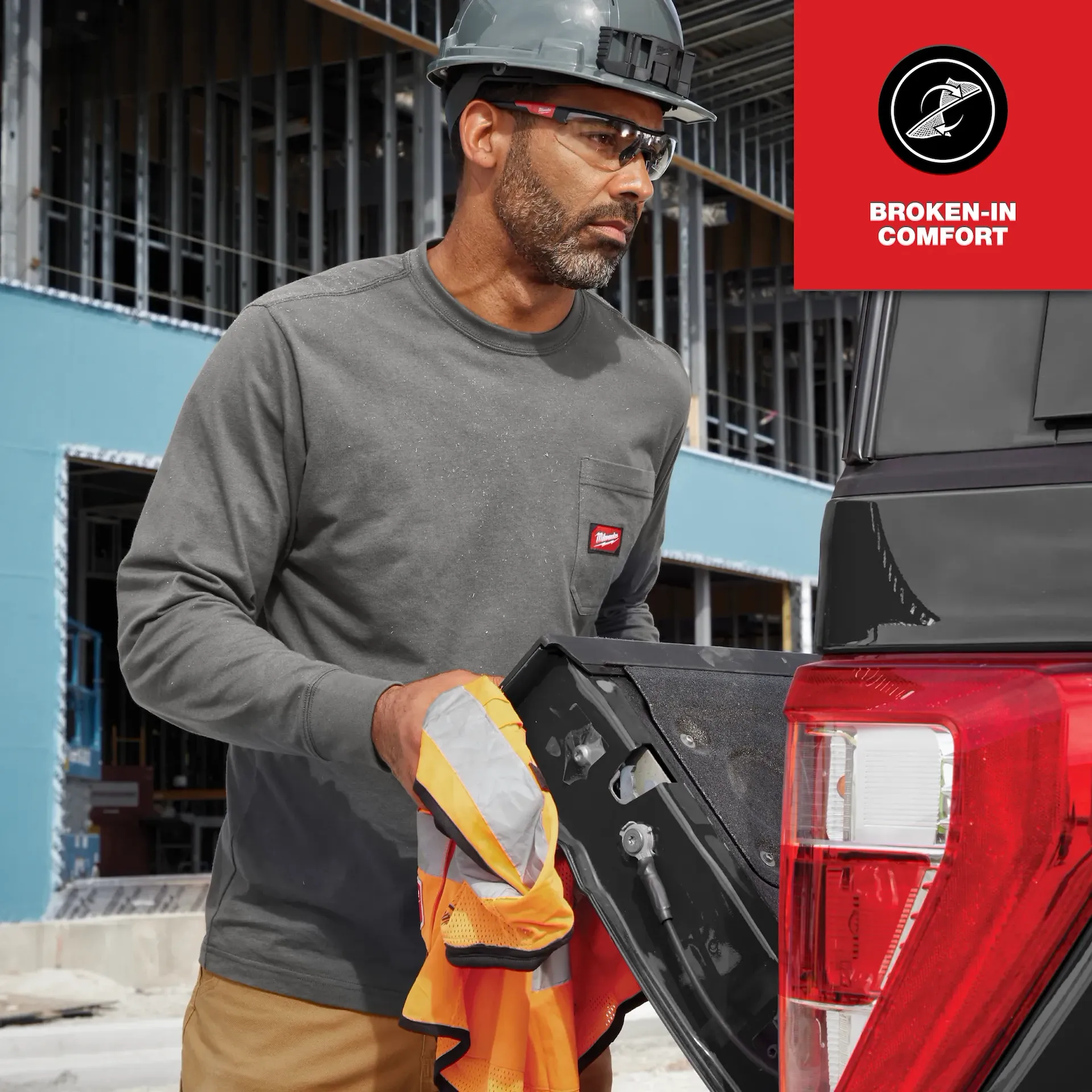 Milwaukee 606G-2X GRIDIRON™ Pocket T-Shirt - Long Sleeve (Gray, Size 2X) - Edmondson Supply