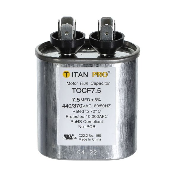 Packard TITAN PRO TOCF7.5 Run Capacitor 7.5 MFD 440/370V Oval - Edmondson Supply
