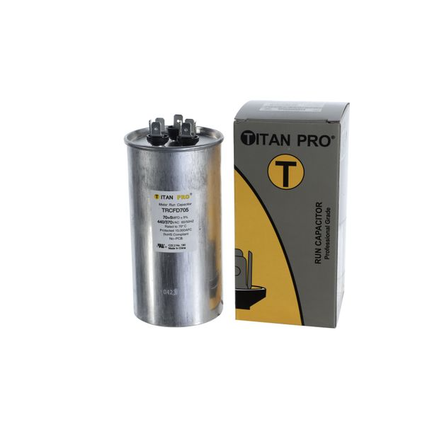 Packard TRCFD705 Titan PRO Run Capacitor 70+5 MFD 440/370 Volt Round - Edmondson Supply