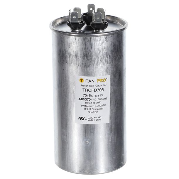 Packard TRCFD705 Titan PRO Run Capacitor 70+5 MFD 440/370 Volt Round - Edmondson Supply