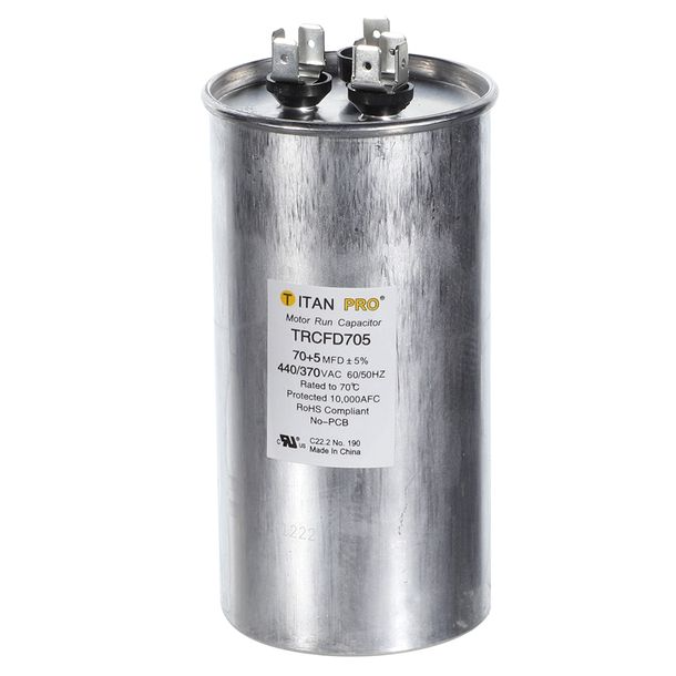 Packard TRCFD705 Titan PRO Run Capacitor 70+5 MFD 440/370 Volt Round - Edmondson Supply