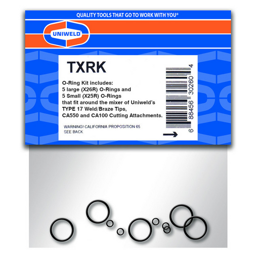 Uniweld TXRK Tip O-Ring Repair Kit, (5) Large X25R and (5) Small X26R Replacement O-Rings - Edmondson Supply