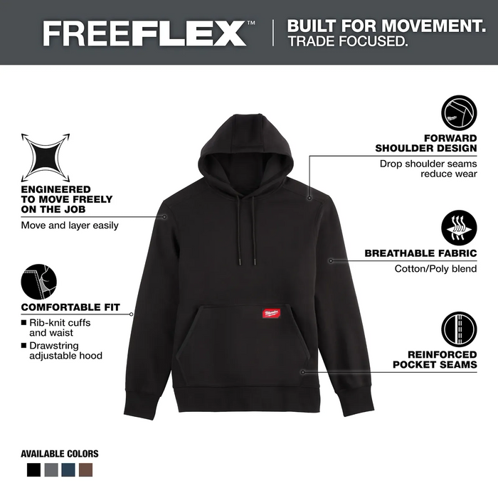 Milwaukee 351B-XL FREEFLEX™ Pullover Hoodie (Black, Size XL) - Edmondson Supply