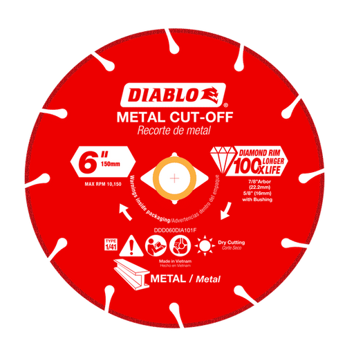 Diablo Tools DDD060DIA101F 6" Diamond Metal Cut-Off Disc - Edmondson Supply