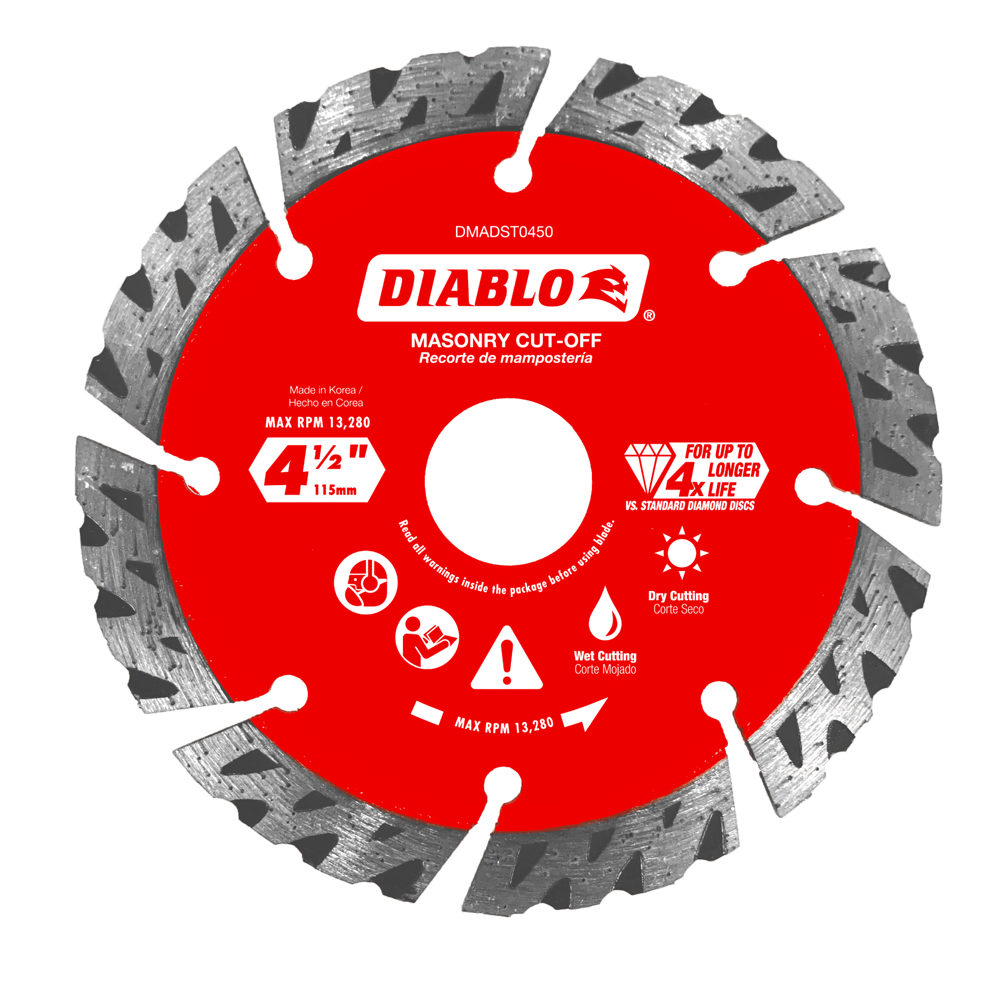 Diablo Tools DMADST0450 4-1/2" Diamond Segmented Turbo Masonry Cut-Off Blade - Edmondson Supply