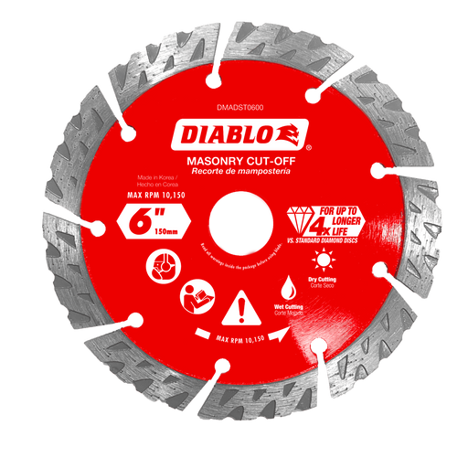 Diablo Tools DMADST0600 6" Diamond Segmented Turbo Masonry Cut-Off Blade - Edmondson Supply