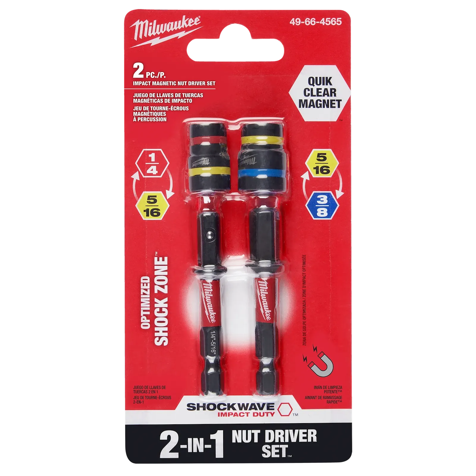 Milwaukee 49-66-4565 2PC SHOCKWAVE™ Impact Duty QUIK-CLEAR™ 2-in-1 Magnetic Nut Driver Set - Edmondson Supply
