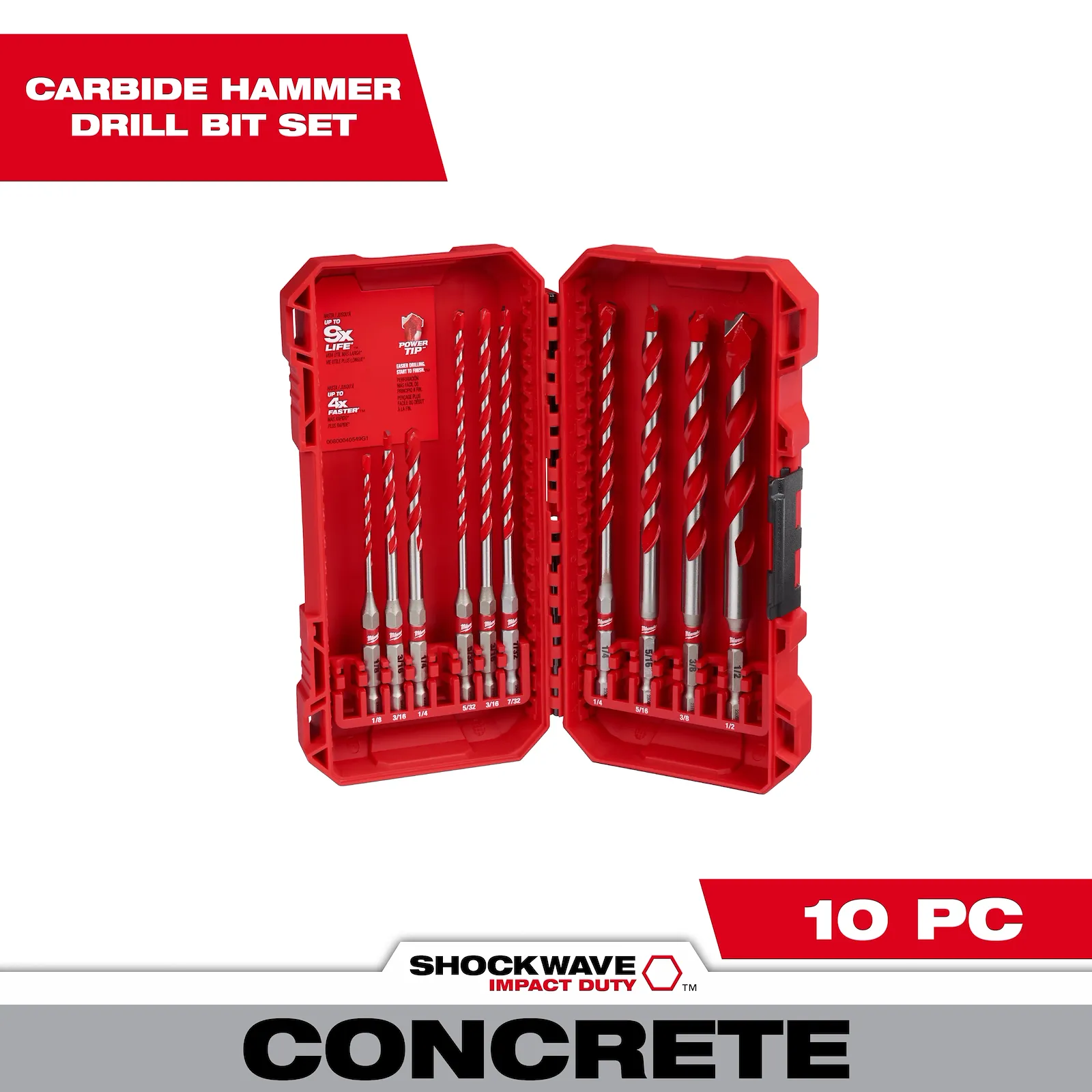 Milwaukee 48-20-9058 10 PC SHOCKWAVE™ Impact Duty Carbide Hammer Drill Bit Set - Edmondson Supply