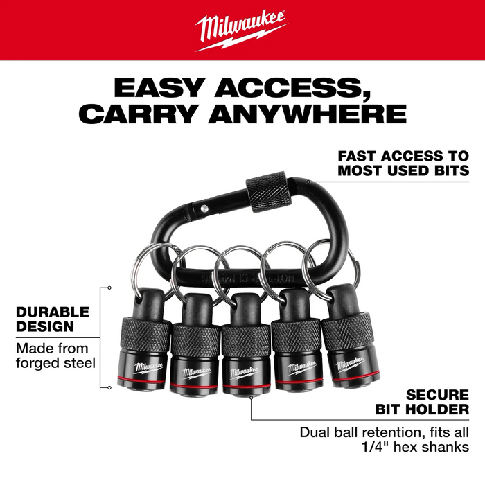 Milwaukee 48-32-4537 5PC Bit Holder with Carabiner - Edmondson Supply