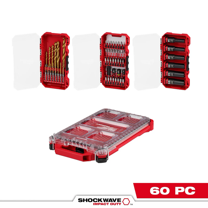 Milwaukee 48-32-5162 SHOCKWAVE™ Impact Duty 60PC Drill, Drive & Fasten with PACKOUT™ - Edmondson Supply