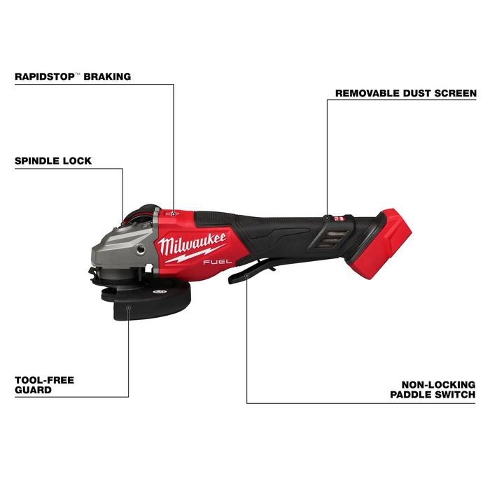 Milwaukee 3670-20 M18 FUEL™ 4-1/2"-6" Braking Grinder, Paddle Switch (Bare Tool) - Edmondson Supply