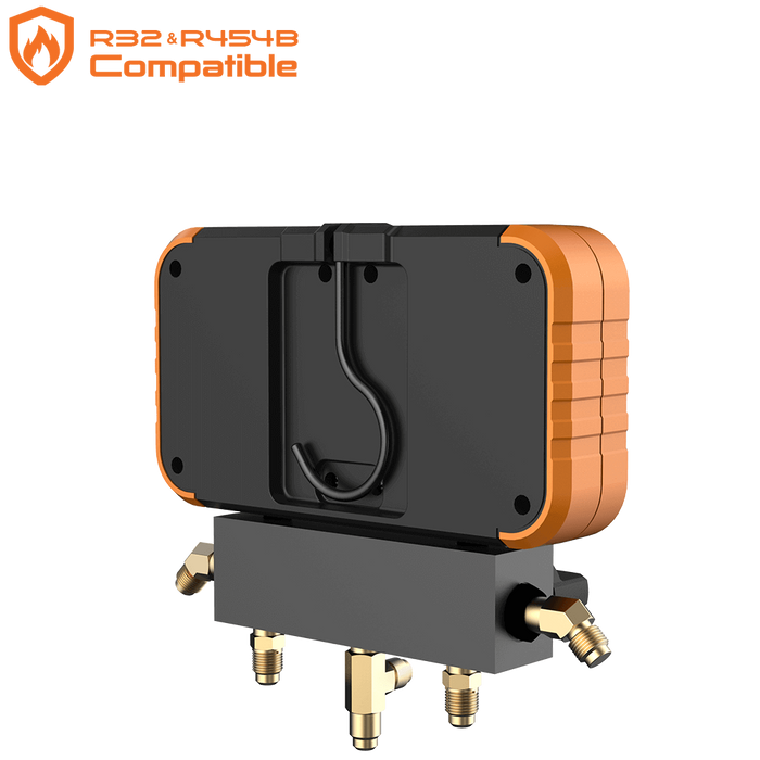 NAVAC N2A4B Manifold Gauge, Ø3-1/8", R-454B, R-32, R-410A, R-22, No hoses - Edmondson Supply