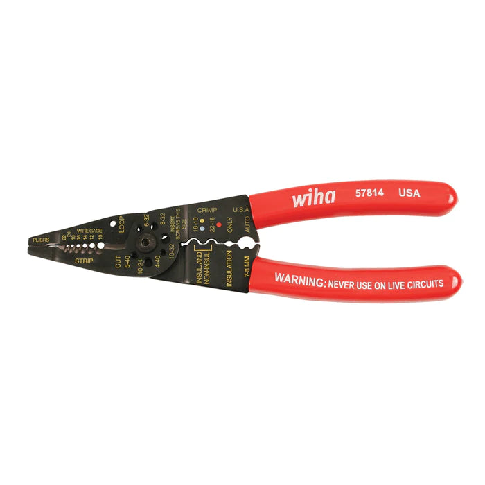 Wiha Tools 57814 Classic Grip Wire Combination Strippers/Crimpers Cutters 8.25" - Edmondson Supply