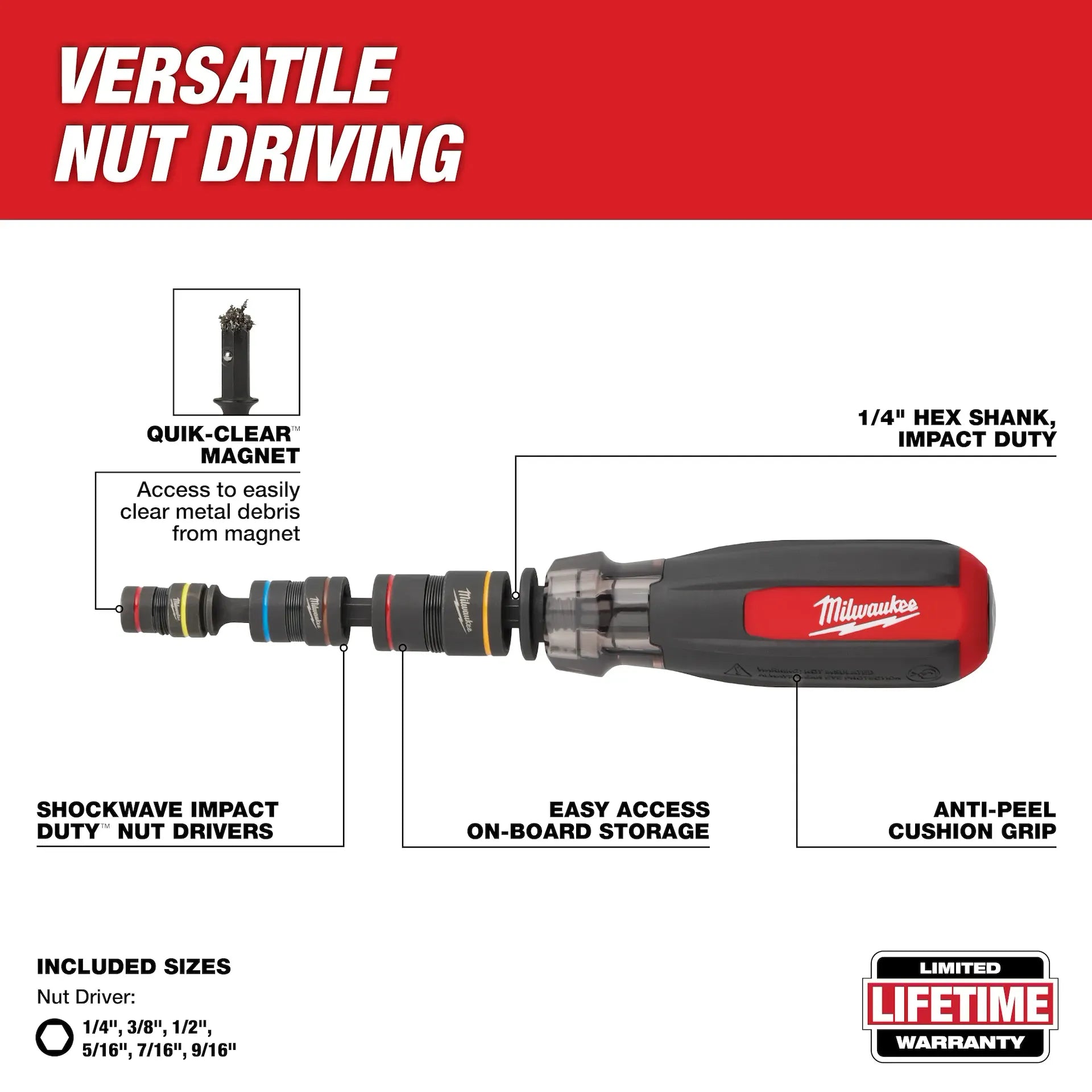 Milwaukee 48-22-2921 Multi-Nut Driver W/ SHOCKWAVE Impact Duty™ (flip) Magnetic Nut Drivers - Edmondson Supply