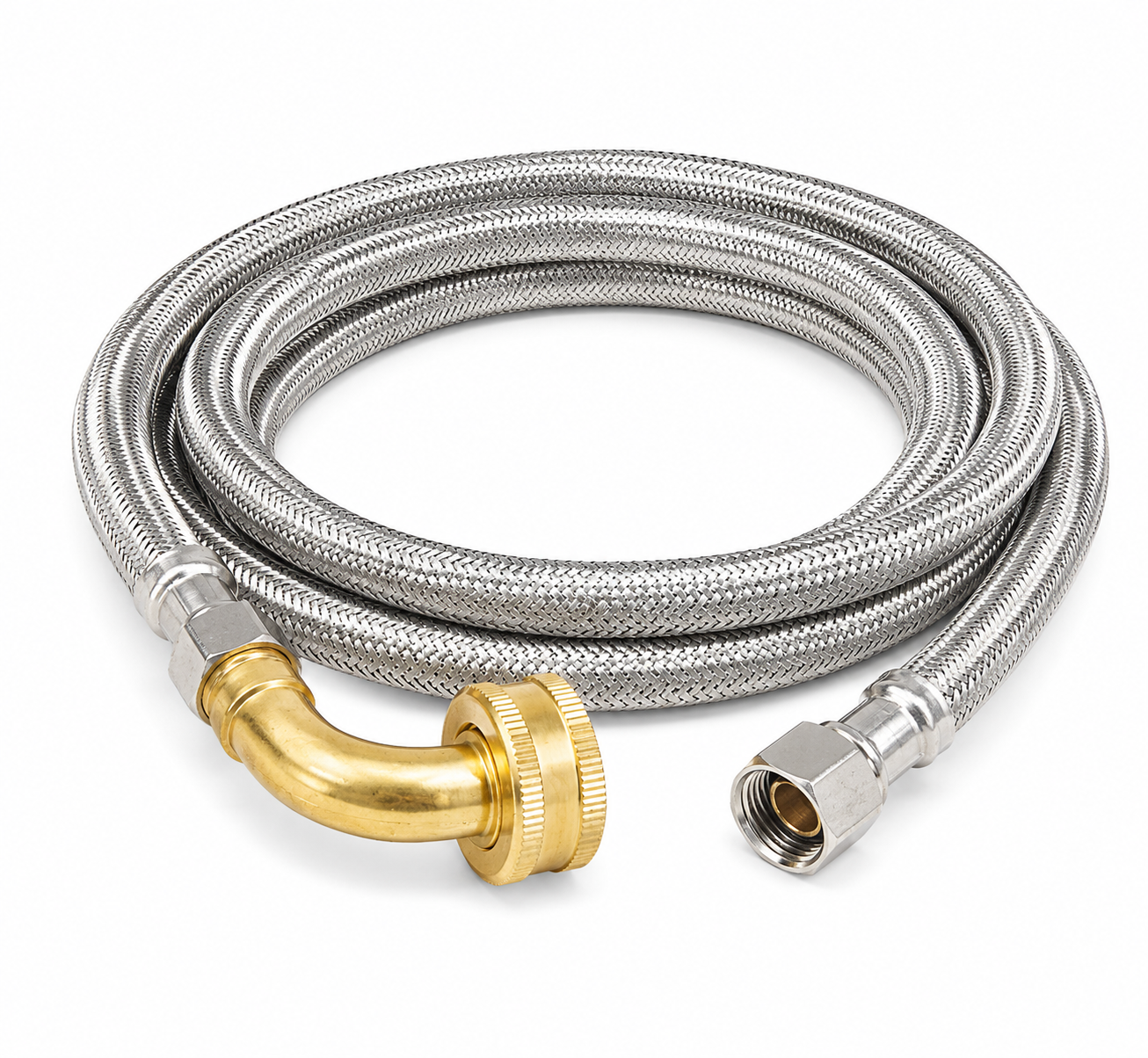 Kissler 88-2372 Braided Stainless Steel Dishwasher Connector, 3/8" x 3/8" with 1/2" Elbow x 72" - Edmondson Supply