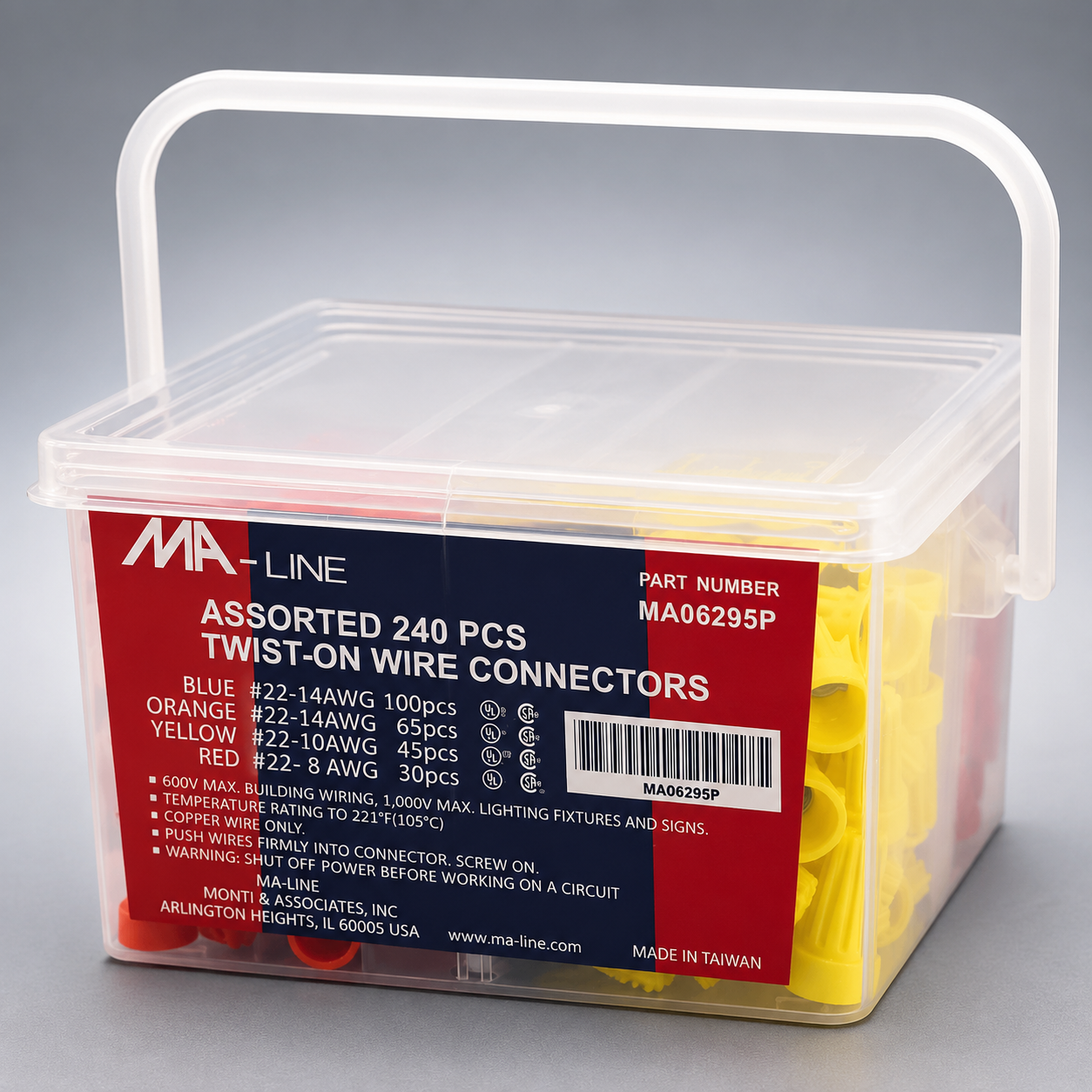 MA-Line MA-06295P 240pc  Assorted Twist on Wire Connectors - Edmondson Supply