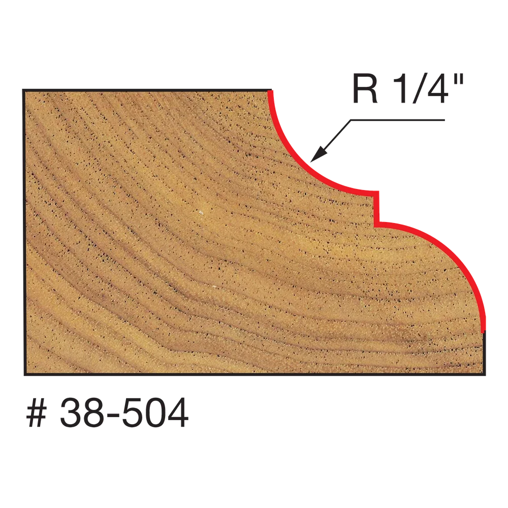 Freud 38-504 1-1/2" Classical Bold Cove & Round Bit (Shank Dia. 1/4") - Edmondson Supply