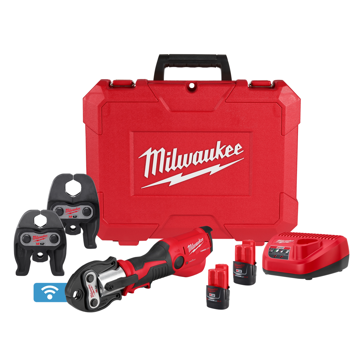 Milwaukee 2573-22 M12™ FORCE LOGIC™ Press Tool Kit w/ ONE‑KEY™ with 1/2" – 1" CTS‑V Jaws - Edmondson Supply