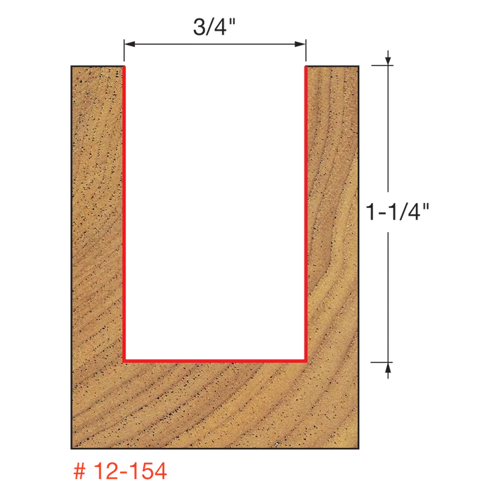 Freud 12-154 3/4" Double Flute Straight Bit (Carbide Height 1-1/4") - Edmondson Supply