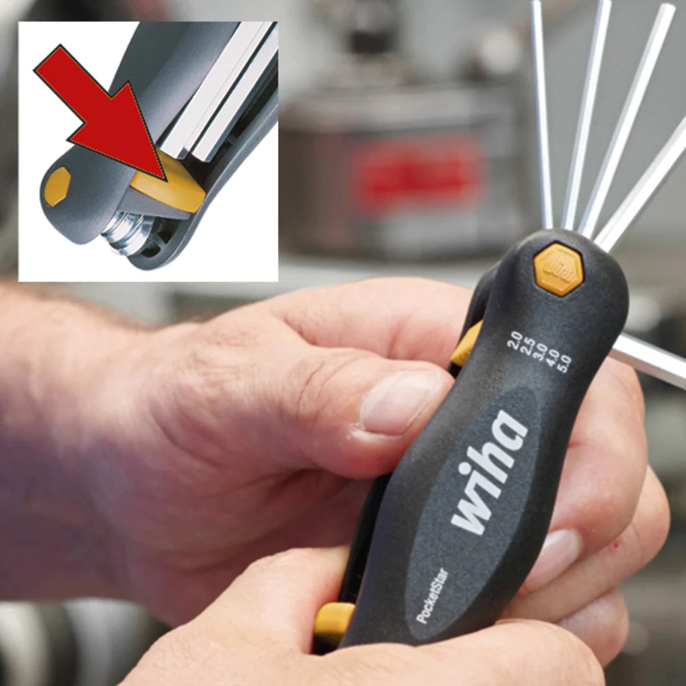 Wiha Tools 35197 9 Piece PocketStar Fold-Out Hex Key Set - SAE - Edmondson Supply