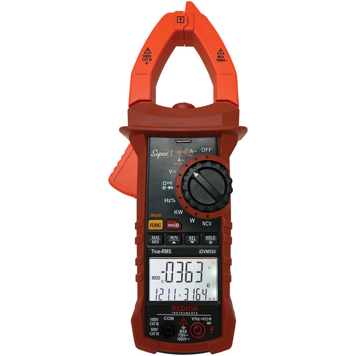 Supco Redfish iDVM550 Professional-Grade Multimeter and Amp Clamp with Power Measurements