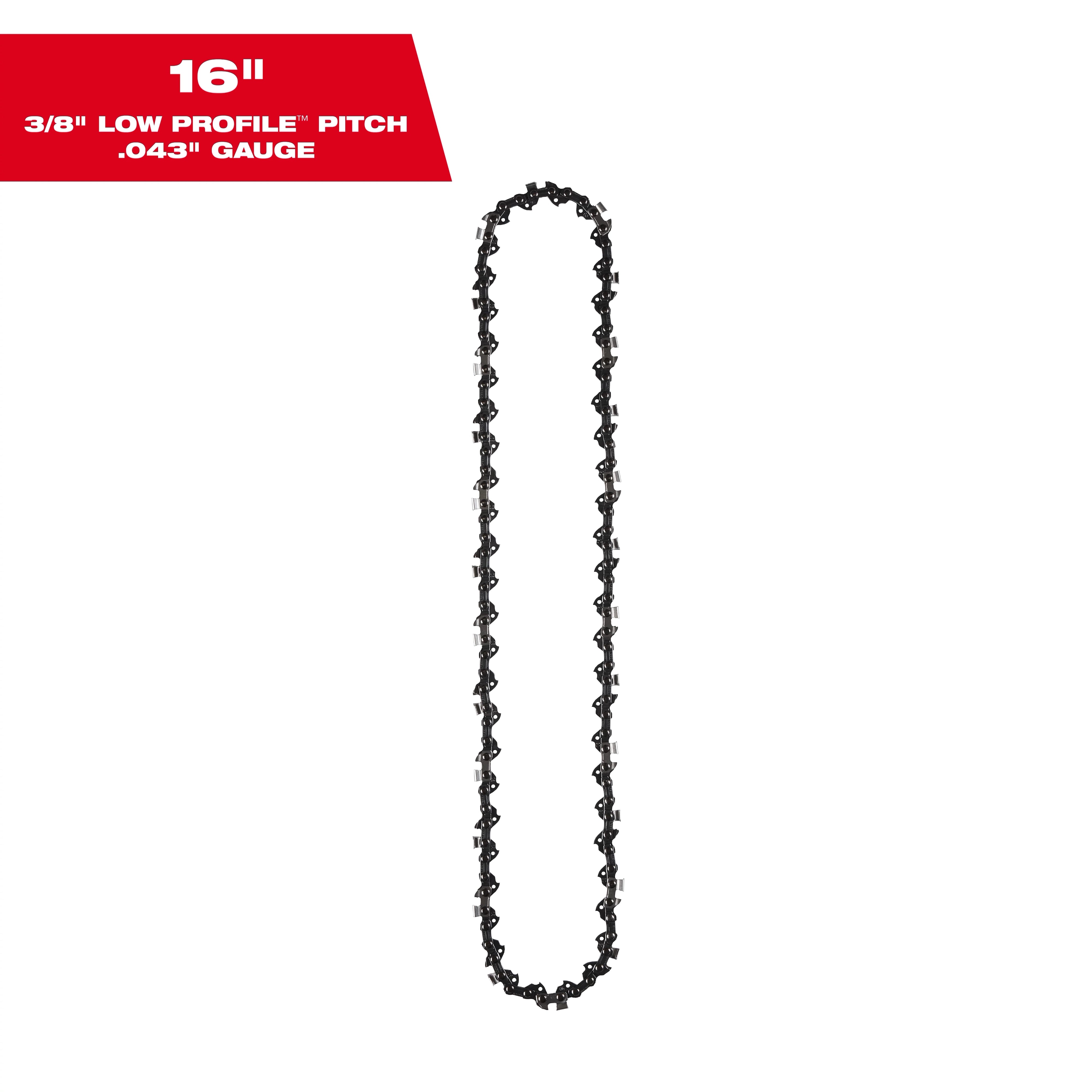 Milwaukee 49-16-2715 16" 3/8" LOW PROFILE™ Pitch, .043" Gauge Saw Chain - Edmondson Supply