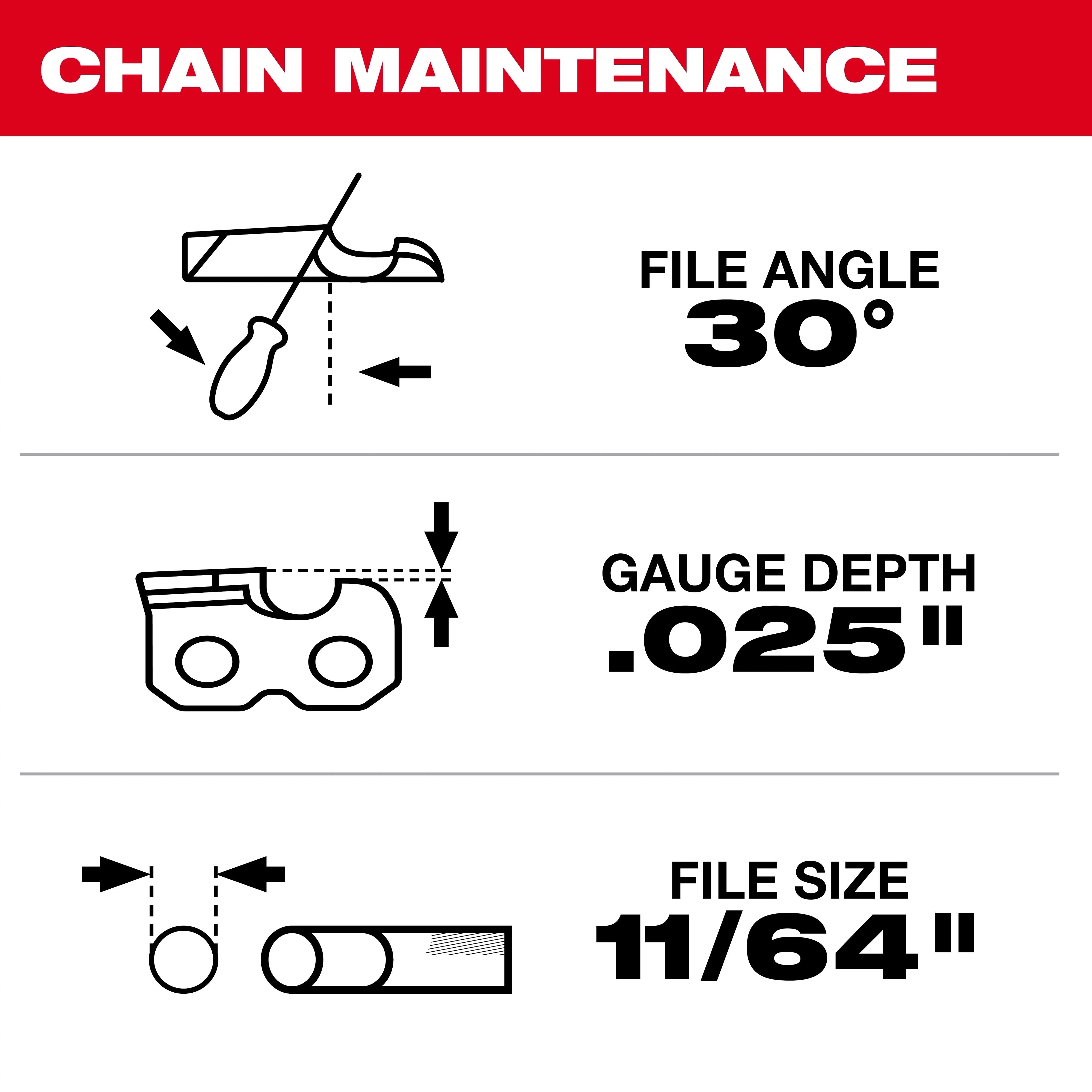 Milwaukee 49-16-2715 16" 3/8" LOW PROFILE™ Pitch, .043" Gauge Saw Chain - Edmondson Supply