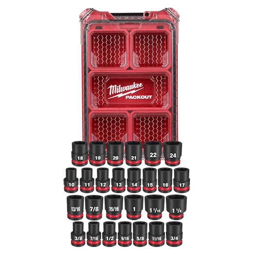 Milwaukee 49-66-6804 SHOCKWAVE Impact Duty™ Socket 1/2” Dr 27PC MM & SAE PACKOUT Set - Edmondson Supply