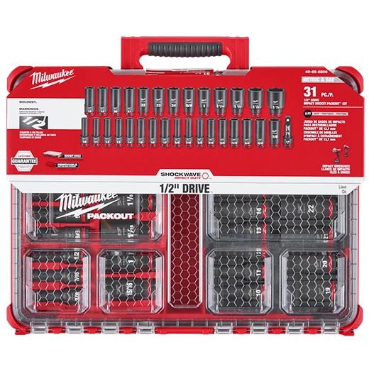 Milwaukee 49-66-6806 SHOCKWAVE Impact Duty™ Socket 1/2” Dr 31PC PACKOUT Set - Edmondson Supply
