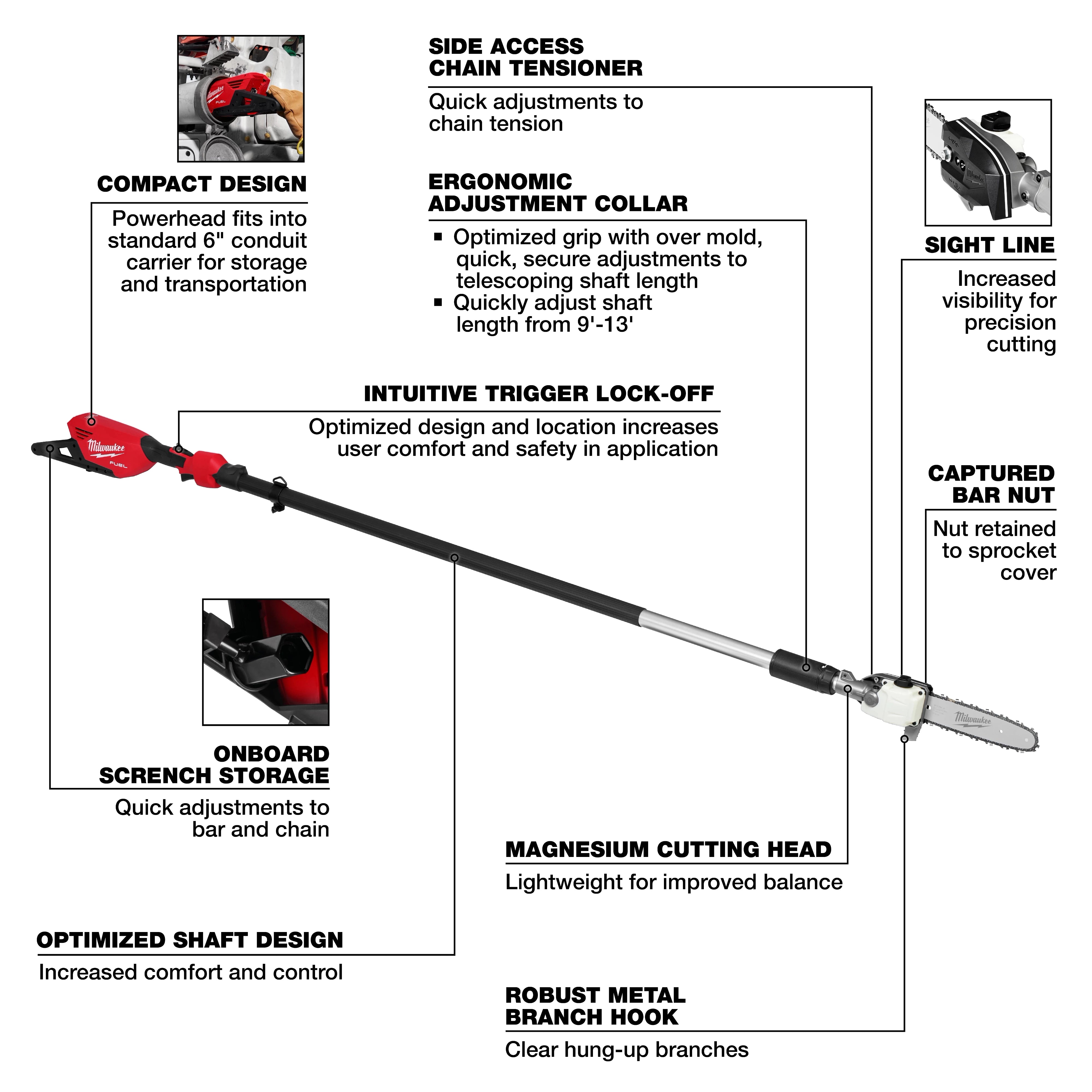 Milwaukee 3013-20 M18 FUEL™ Telescoping Pole Saw (Tool-Only) - Edmondson Supply