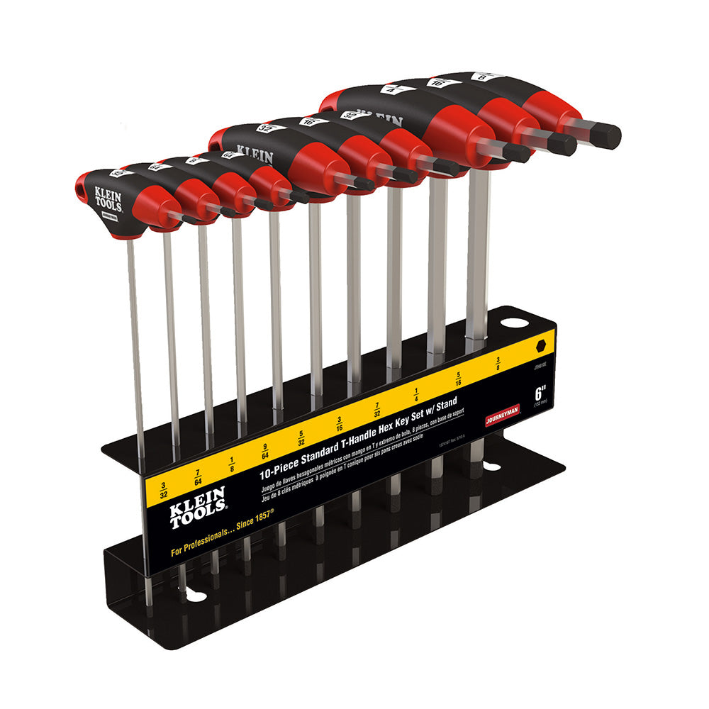 Klein Tools JTH610E Hex Key Set, SAE T-Handle, 6-Inch, with Stand, 10-Piece - Edmondson Supply