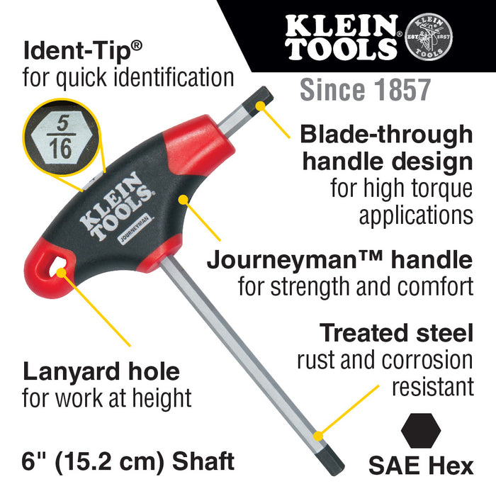 Klein Tools JTH610E Hex Key Set, SAE T-Handle, 6-Inch, with Stand, 10-Piece - Edmondson Supply