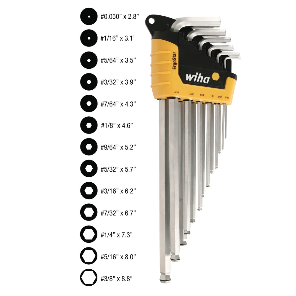 Wiha Tools 66991 13 Piece MagicRing Ball End Hex L-Key Set - Inch - Edmondson Supply